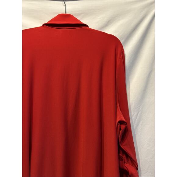 SUSAN GRAVER Woman 2x Red Jersey Knit Blazer Roll Tab Sleeves 1 Button Holiday - Picture 13 of 14